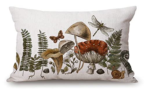 Lumbar Throw Pillow Cover 12X20 Inch Decorative Bedroom Living Room Cute Forest Witch Magic Mushroom Forager Fern Rectanglar Cushion Case For Bed Sofa Couch #TOP19