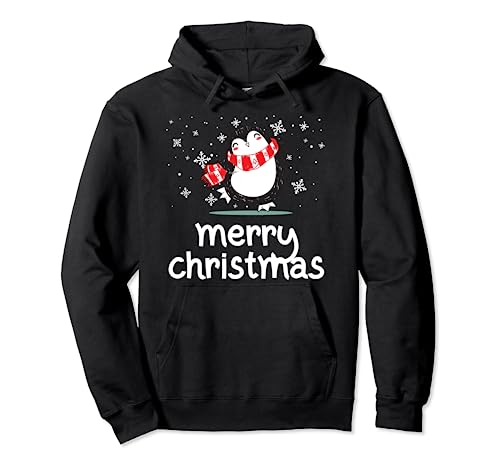 Funny Merry Christmas. Divertido pingüino de Navidad Sudadera con Capucha
