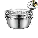 De lavado de acero inoxidable, para lavar y escurrir, juego colador y colador de 26 cm, cestas multifuncionales para verduras, frutas, arroz, preparación de comidas y ensaladas en la cocina