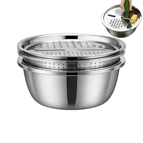 Da Lavaggio In Acciaio Inossidabile - Multifunzionale,Set Da 26 Cm Con Colino E Cestino - Cestini Multifunzionali Per Verdura Frutta Riso Preparazione Pasti E Insalata In Cucina