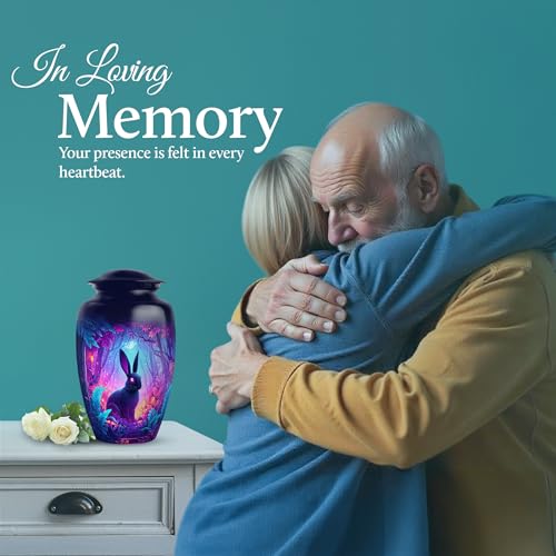 Image of Rabbit Urn - Small Keepsake Urn - Combo 3 - Large with 3 Inch Pack of 4 - Memorial Keepsakes for Ashes - Funeral Ash Urns Large - Memorial for Human Remains Mom & Dad