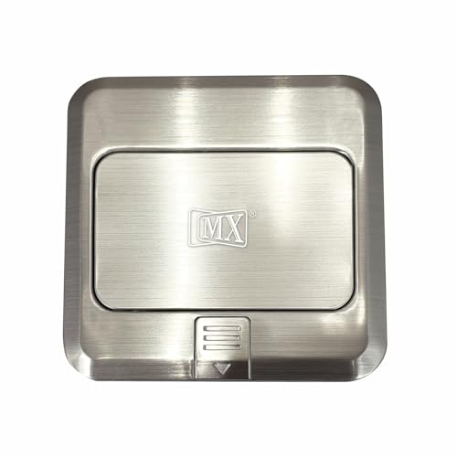 Image of MX Stainless Steel 3-Module Pop-Up Floor Box (45 Series) - Concealed Modular Electrical Socket Box with Flip Cover for Concrete Floors, Durable & Elegant Finish