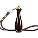 Snuff Bottle with Spoon Vial Container Necklace Carved Wooden Pendant Box with Small Funnel (Black)