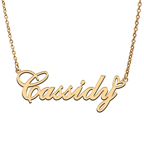 RONKAH Cassidy Custom Personalized Name Necklace with Heart Plated Customized Pendant Necklace Jewelry for Women Christmas Valentine's Day Birthday New year Mother's Day Gold