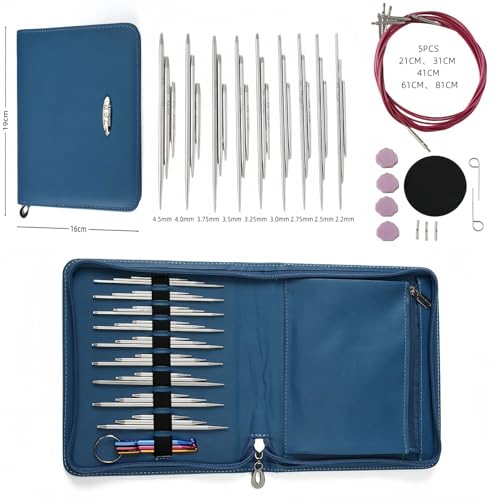 Kit de aguja circular intercambiable con cables flexibles y suaves 5