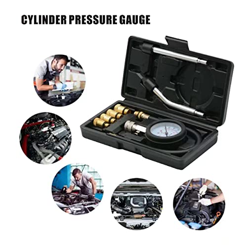 8Pcs Compression Tester Kit 0-300 Psi Petrol Gas Engine Cylinder Pressure Gauge Automotive Tool For Motorcycle Car Truck (Black) #TOP6