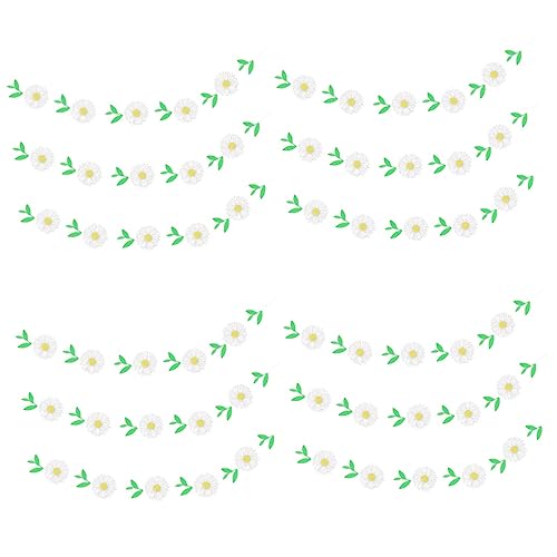 VICASKY 12 Pezzi Ghirlanda Margherita Primavera Decorazione Festa con Fiori e Foglie Stoffa Riutilizzabile per Shower Compleanni e Decorazioni Parete Primavera