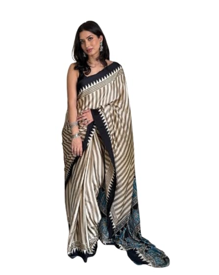 pinak creation Women's Gaji Silk Saree with Ajrakh Digital Print and Blouse Piece | Elegant Festivals Wear Saree | Soft and Durable Fabric-picture-41