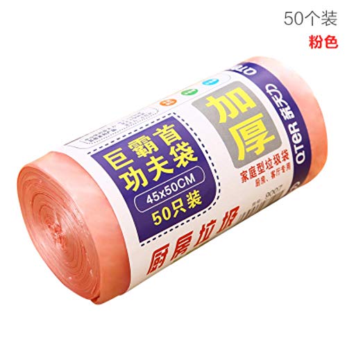 TINGS 50Pcs Roll 45x50cm Kitchen Thicker Storage Plastic Bags Household Large Garbage Bags Diaper Disposal Bag Rubbish bag,Pink