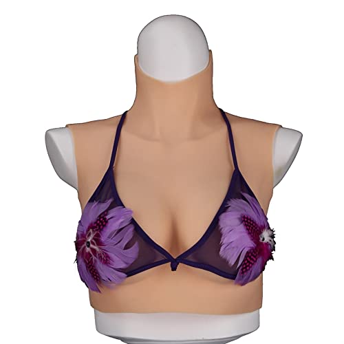Faux seins réalistes silicone col haut pour masquer les imperfections du torse