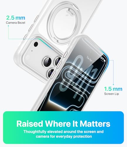 Image of for iPhone 17 Pro Max Case, Compatible with MagSafe, Slim Shockproof Military-Grade Rugged Protective Case with Stand, Camera Control, Comfort Grip (B-White, iPhone 17 Pro Max)