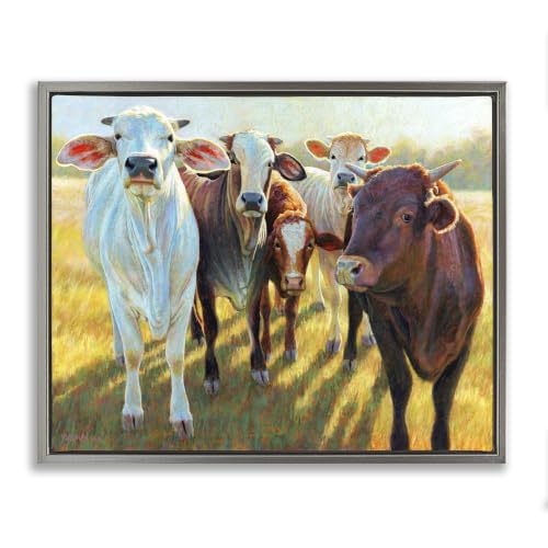 Sunny Farmland Cattle Landscape, 17 x 21 Inch Canvas in Floater Frame