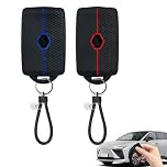 2PCS Car Key Cover for Renault, 4 Button Car Key Card Case with Lanyard, TPU Silicone Key Fob Cover Compatible with Clio Megane Koleos Kadjar Captur Espace Dacia Duster