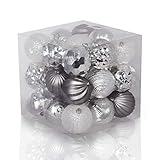 Imperial Home Christmas Ornaments Set – Round Christmas Tree Ornaments – Fun Christmas Ornaments – Mix and Match Ornaments for Christmas Tree … (Silver)