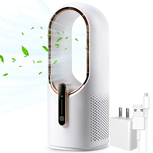 Konsiden Desk Fan Bladeless, 11.8 Inch Office Fan Small, Quiet, 3 Speed Adjustment, Touch Control, Easy To Clean, Desk Fans Small Quiet, Ideal For Office, Living Room, Bedroom #TOP6