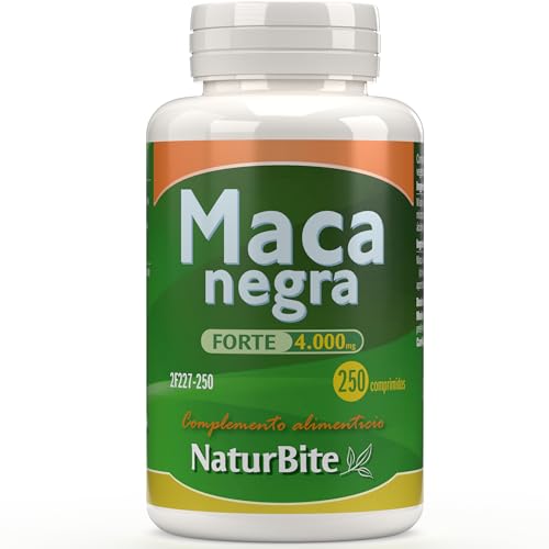 Maca Negra FORTE 4000mg | 250 Comprimidos | NaturBite | Extracto Concentrado de Raíz, Mayor Resistencia y Energía, Rendimiento Deportivo y Equilibrio Hormonal