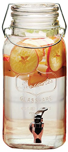 Circleware 68116 Yorkshire Mason Jar Glass Beverage Dispenser with Hermetic Locking Lid Glassware For Water, Juice, Beer, Wine, Liquor, Kombucha Iced Tea Punch & Cold Drinks, Lancaster 1 Gallon