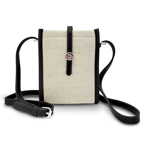 Petit sac à bandoulière en toile noir avec sangle réglable pour femme