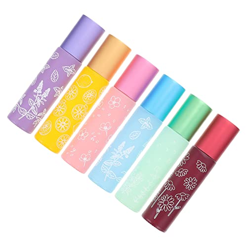 minkissy 6 Piezas Botella Con Rollo Difusores Contenedores De Viaje Para Líquidos Fragancia Pulverizadores Botellas De Rodillos Vacías Botella Dispensadora De Enjuague Bucal Vidrio