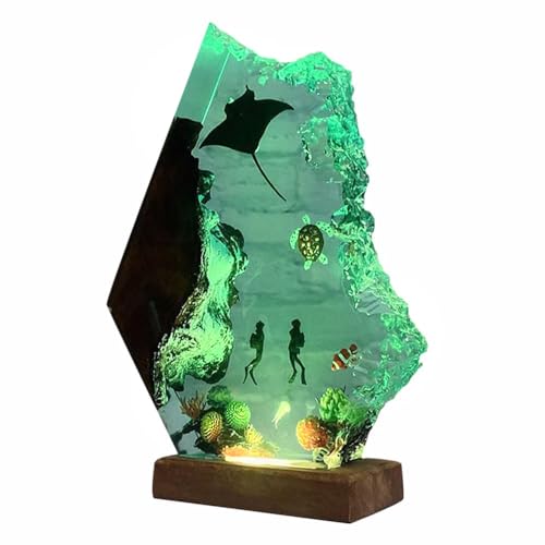 Handmade 3D Ocean Resin Lamp USB Powered Resin Night Light for Home Decor