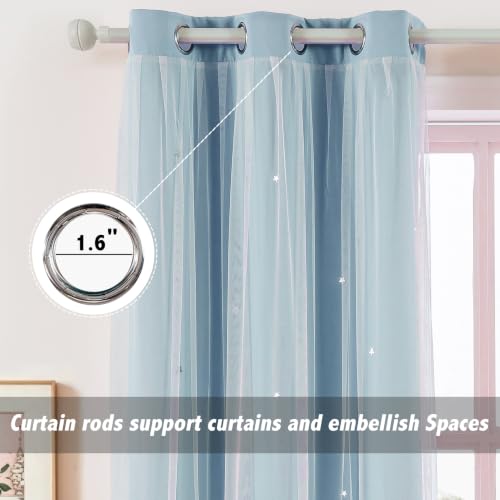 Image of indistar Star Cutout Kids Window Blackout Curtains for Girl Bedroom Window Room Darkening Curtains & Drapes Baby Nursery Curtains (2 Panel,35Wx84L inch,Sky Blue)