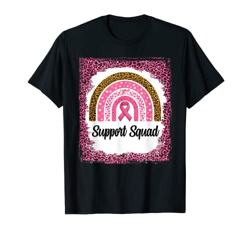 Octubre Escuadrón de Apoyo al Cáncer de Mama Pink Rainbow Leopard Camiseta