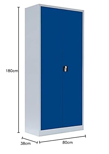Foto von 2X Flügeltürenschrank komplett montiert 1800x800x380mm Metallschrank abschließbar blau Stahlblech Lagerschrank Aktenschrank Büroschrank Werkzeugschrank 4 Fachböden 530331