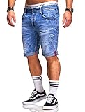 Rello & Reese Herren Destroy Designer Shorts Jeans Kurze Hose Sommer Bermuda (W31, 1006 (Blau))