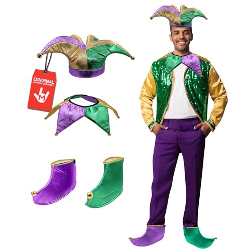 Nicky Bigs Novelties Jester Hat with Collar & Shoe Covers, Halloween