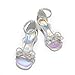 DREAM PAIRS Girls Sandals Ankle Strap Square Toe Low Heel Bow Flower Dress Shoes,Size 5 Big Kid,Rainbow/Silver,SDSD2421K