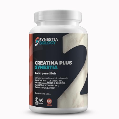 Creatina Synestia con HMB, Beta-Alanina, L-Taurina, Magnesio, Vitamina B6 y extracto de Bambú - 60 dosis (420 gr) polvo
