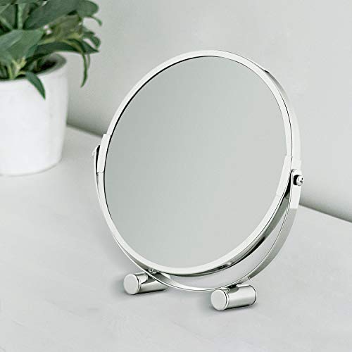 Tatkraft EOS Free Standing Swivel Shaving & Make Up Mirror | 17 cm | 2x Zoom | Double Sided Chrome