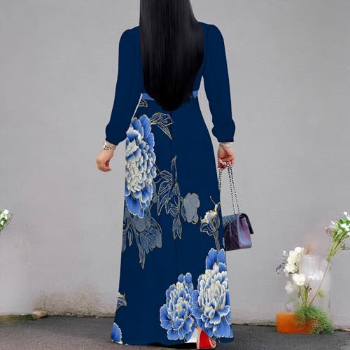 Image of PinkPatty Women's Long Sleeve Maxi Dress Plus Size Casual V Neck Wrap Dress with Pockets&Belt