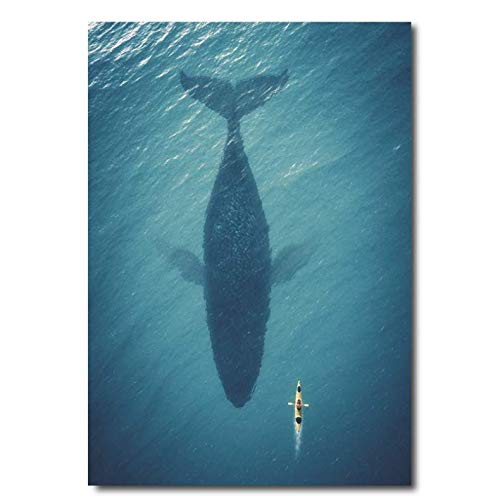 Grand requin poster pour salon contemporain - Toile decorative ocean minimaliste 50x70