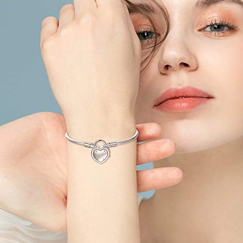 Snake Bracelet for Charms 925 Sterling Silver Jewelry Lock of Love Heart Charms Bracelet Fit Any Charm Gift for Women2