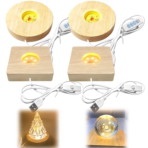 GAOUTO Soporte LED de Madera: 4 Piezas