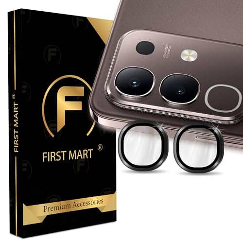 Image of FIRST MART Black Camera Ring Guard Protector for Vivo Y31 Pro | Tempered Glass with Metal Alloy Rings, HD Clear, Scratch Resistant, Case-Friendly | Pack of 1