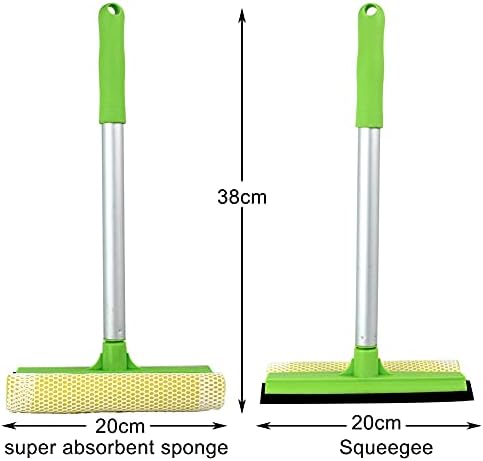 2 in 1 Window Squeegee Cleaning Tool Window Cleaner Household Car Squeegee with Sponge Washing Equipment Green