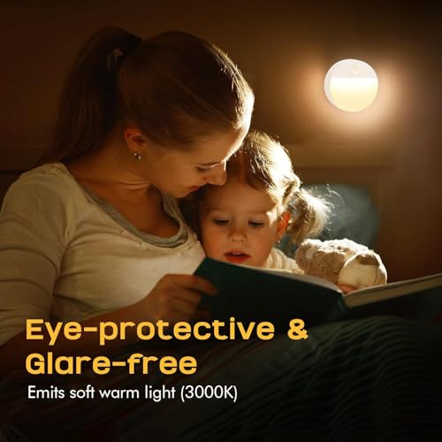 Image of ELLEVE- Motion Sensor LED Night Light - Wireless USB Rechargeable Magnetic Lamp with Auto /On /Off Modes - Stick-On Light for Closet, Wardrobe, Bedroom, Hallway & Stairs Warm White (Pack of 02)