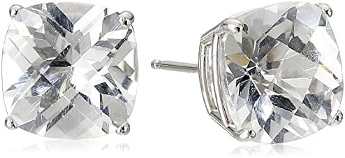 14k White Gold Cushion-Cut Checkerboard Earrings