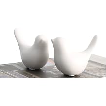 Small Animal Statues Ceramic White Birds Garden House Decorative