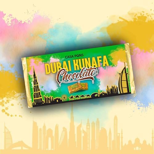 Dubai Kunafa Chocolate Pistachio flavor Freshly Made With Real Kunafa in DUBAI- Viral Kunafa Chocolate in Dubai (XL, Pistachio)