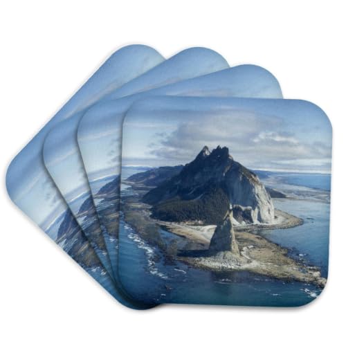 3dRose Cape St Elias Kayak Island Cork Coaster Set