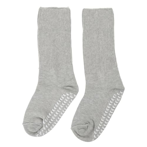 Super Wide Socks Super Wide Socks for Fat Feet with Grips Non Slip Loose Fit Non Binding High Stretch Socks for Men Women Gray (L XL)