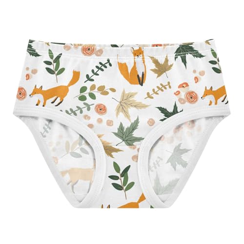 Wusikd Maple Leaves Girls' Underwear Cotton Fox Girls Briefs Soft Toddler Underwear 5T Multi