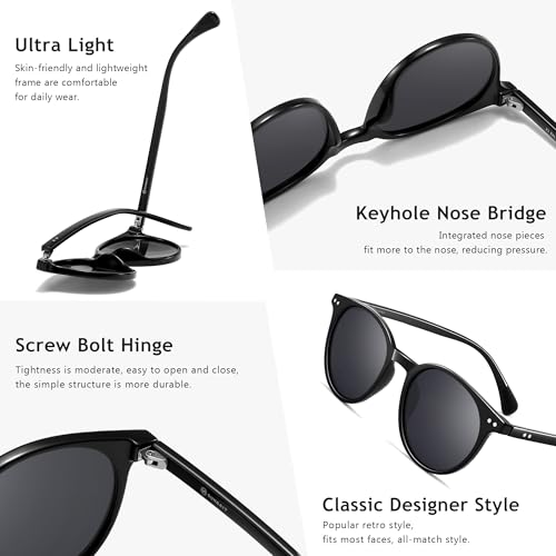 SUNGAIT Women's Classic Vintage Round Polarized Sunglasses Retro Style UV400 SGT167-LHH by SUNGAIT - Image 3