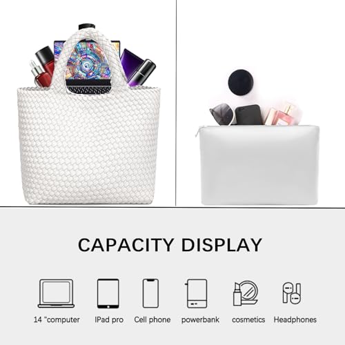 Image of JINMANXUE Fashion Woven Bag Shopper Bag Travel Handbags and Purses Women Tote Bag Large Capacity Shoulder Bags