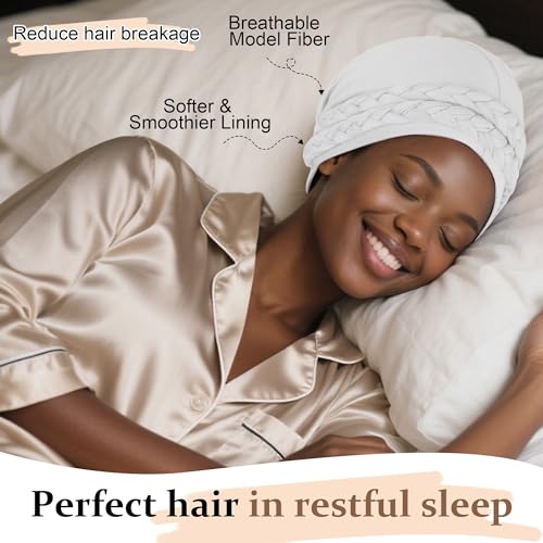 Image of Ababalaya Adjustable Satin Lined Turban for Women Mens Halo Turban Silky Lined Head Wraps for Waves Braids Locs Sleep Cap