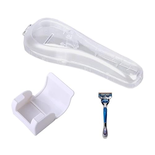 Juego de 2 fundas manuales para maquinilla de afeitar y soporte para afeitar, estuche portátil de viaje y soporte de seguridad para maquinilla de