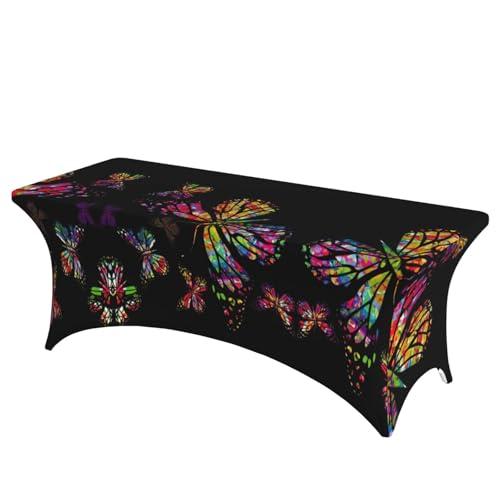 Nappe rectangulaire extensible EdWal en spandex premium imprimé papillon 1m80 - 2